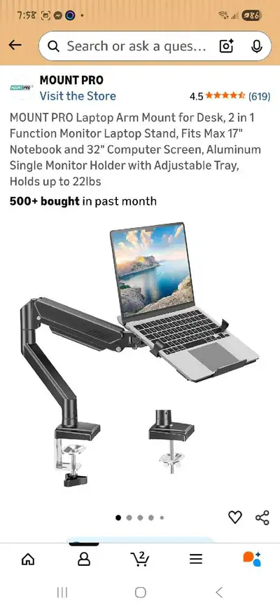 MOUNT PRO Laptop Arm Mount, View more