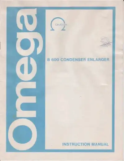 Omega B635/B600 Enlarger Instruction Manual. Original OEM from Omega B635 differences are on sheet 2...