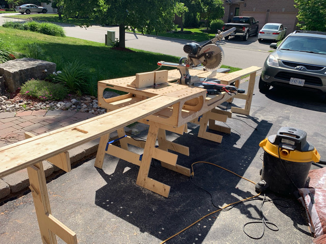 Workbench - portable 4x6 w miter saw, router, table saw stations in Other in Hamilton