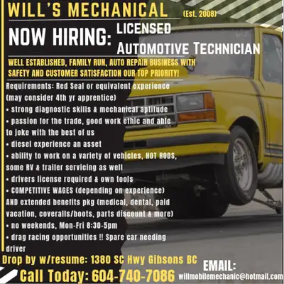 NOW HIRING: AUTOMOTIVE TECHNICIAN (FULL TIME), View more