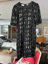 Designer Black silk with sequin detail wedding or grad dress