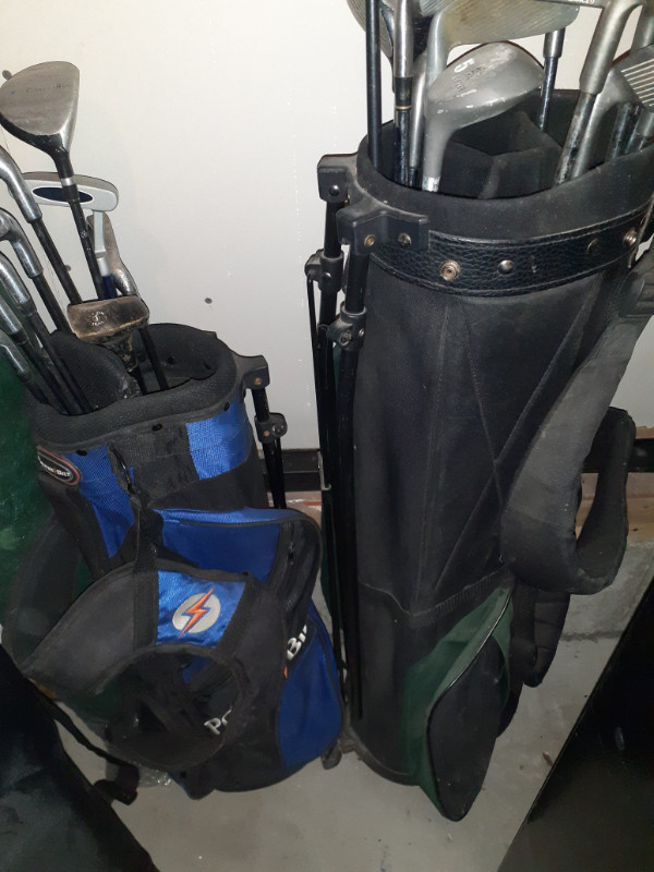 some golf equipment, bags, clubs, balls, cart in Golf in Calgary
