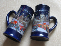 CHRISTMAS COFFEE  MUGS  PAIR PORCELAIN  GLUHWEIN CUPS