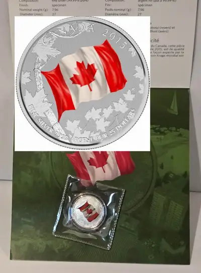 Le drapeau CAN  - Monnaie canadienne 25$ - Argent fin pur 99.99%, View more