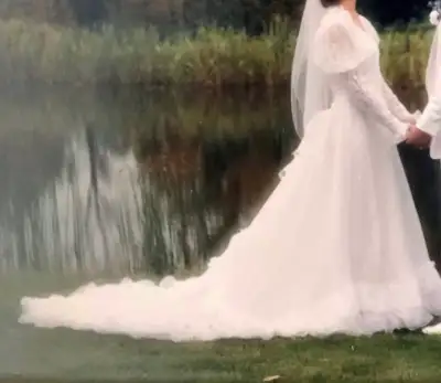 Wedding Dress, Size 10, Worn Once, Cleaned and Preserved in box., View more