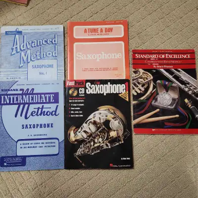 Explore this collection of used saxophone method books designed for E-flat saxophones, perfect for m...