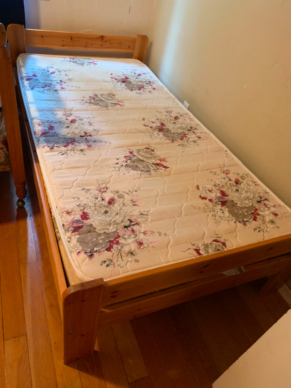SOLID PINE SINGLE BED FRAME WITH MATTRESS | Beds & Mattresses | Nelson |  Kijiji