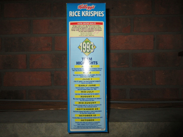 Toronto Blue Jays Rice Krispies World Series cereal box in Arts & Collectibles in St. Catharines - Image 4