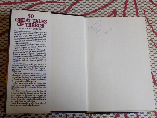 1987 HARDCOVER BOOK, 50 GREAT TALES OF TERROR, JOHN CANNING in Fiction in Hamilton - Image 2