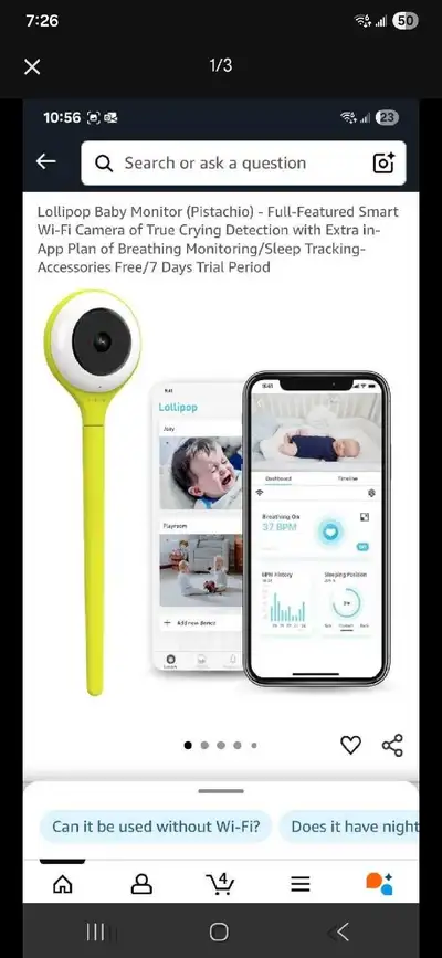 Lollipop Baby Monitor Pistachio, View more