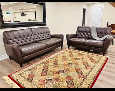 Elegant Natuzzi Brown 100% leather sofa set, Can deliver, View more