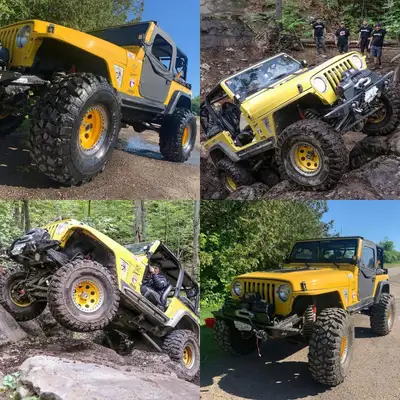 Jeep is equipped with these modifications BDS Gas tank skid plate Rear axle: Currie Rock Jock 60 axl...