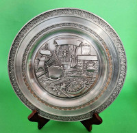 Vintage pewter plate Nursery decoration