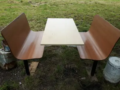 For sale picnic table. Was from a fast food restaurant reno. Not the original table top. Good cond....