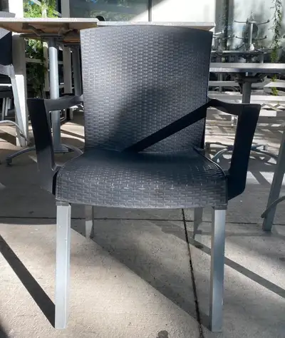 Selling 28 Short Commercial Patio Chairs with Arm Rests Great Condition Perfect for home or commerci...