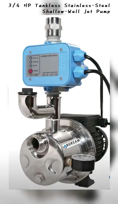 3/4 HP Tankless Stainless-Steel Shallow-Well Jet Pump, View more