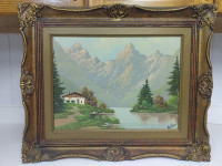 Rare antique listed artist Peter Haller landscape oil painting.