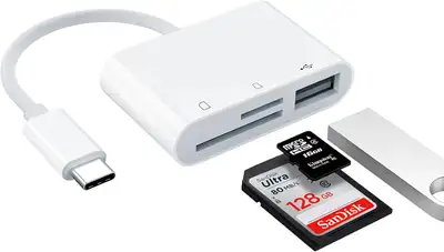 3 in 1 USB C to USB Camera Memory Card Reader, View more