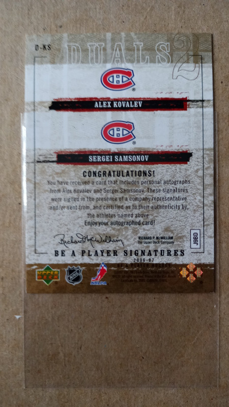 Alex Kovalev Seigei Samsonov Be A Player Signatures Duals D-KS in Arts & Collectibles in St. Catharines - Image 3