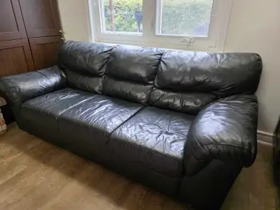 Real leather sofa in good shape, View more