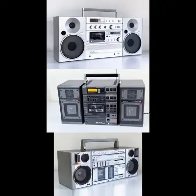 Offering a selection of 3 rare and collectible mini component boombox systems. • SONY FH-7 MKII mini...