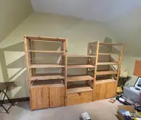  Large shelving unit and cupboards