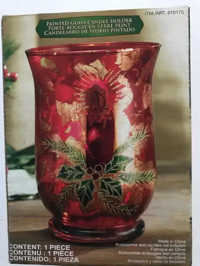New painted glass candle holder and candle, View more