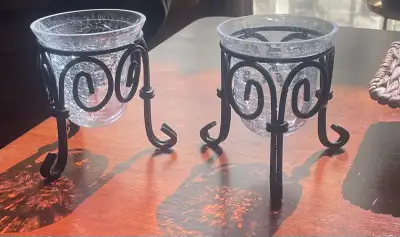 Set of 2 Wrought Iron Candle Holders, View more