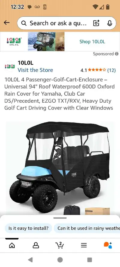 Protect yourself from the elements with this brand new 10LOL 4-passenger golf cart enclosure, design...