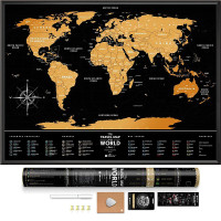 Black Scratch Off World Map - Premium Edition - 31.5" x 23.6"