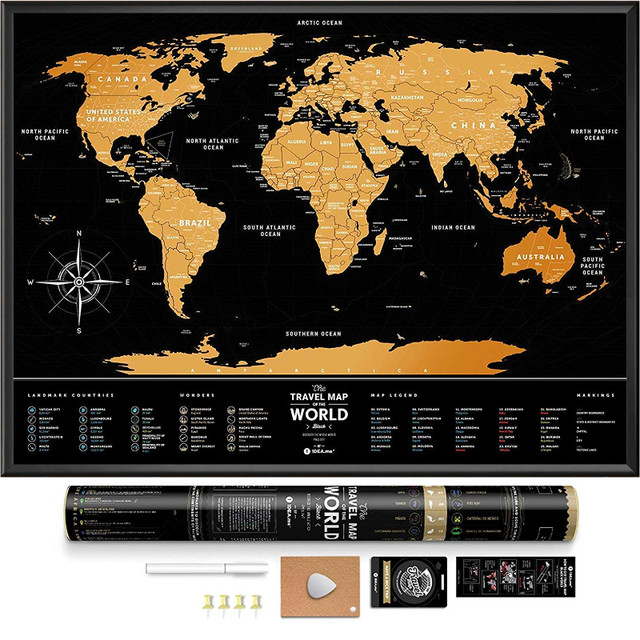 Black Scratch Off World Map - Premium Edition - 31.5" x 23.6" in Hobbies & Crafts in Burnaby/New Westminster