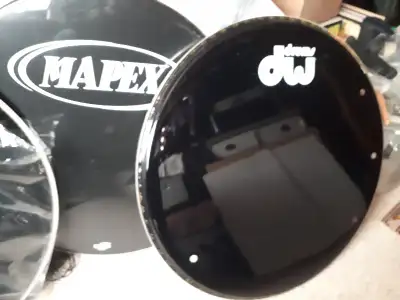 BASS DRUM RESO 22" HEADS BLACK TAMA MAPEX DW SQUIRE REMO EVANS, View more