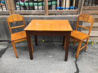 Wooden Table With Matching 2 Chair Set Solid Wood 