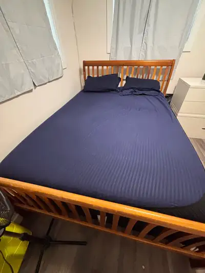 Solid Wood Bed Frame + 12” Memory Foam Mattress + Box Spring, View more