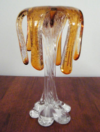 Amber Honey Chalet MCM Murano Controlled Bubbles Weeping Glass