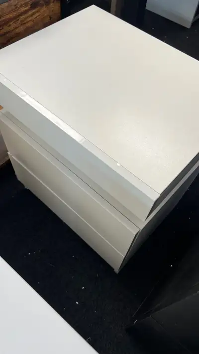 High Gloss Nightstand, Bedside Table with LED Lights and 2 Drawe, View more