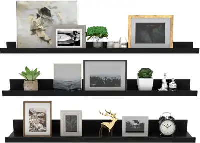 Giftgarden 36 Inch Black Floating Shelves Set of 3 Different Siz, View more