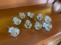 Antique Clean Glass Hexagon Cabinet Knobs Drawer Pulls