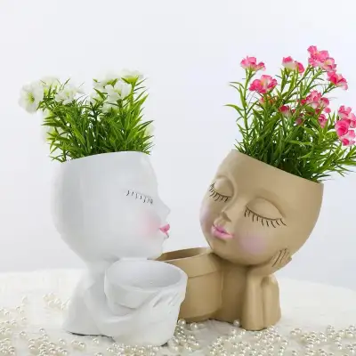 Face Planter Pots Double Head Planter for Indoor Outdoor Plants, View more
