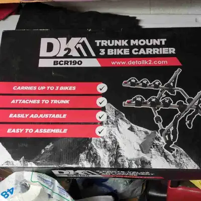 New in box. This uses straps to attach to vehicle so no trailer hitch required. Similar 4 bike rack...