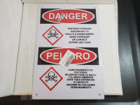 Plastic plate pesticide warning board text and symbol brand new