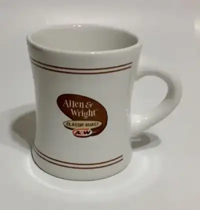 Available if posted. Ceramic A&W restaurant coffee mug. Allen & Wright. Classic Roast. English on on...