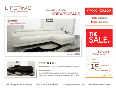 Genuine Top Grain leather sectional sofa and chaise, View more