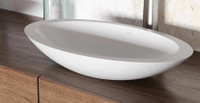 White Stone Handmade Oval Vessel Bathroom Sink - Brand New