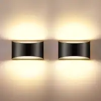 Indoor Dimmable Wall Sconces Sets of 2, Modern Black Led Up Down