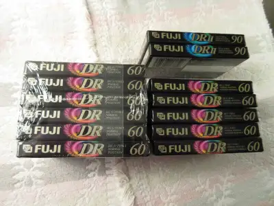 13 sealed FUJI cassette tapes: 2 DRii 90 min, 11 DR 60 min, View more