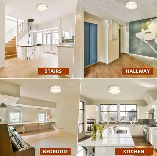 LED Flush Mount Ceiling Light, 14 Inch Dimmable Round Lighting  in Indoor Lighting & Fans in Markham / York Region - Image 3