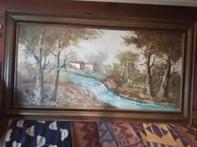 Antique Framed Landscape Oil Painting, View more