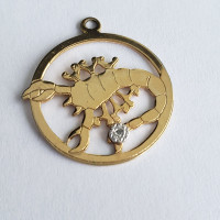 Horoscope Scorpio 14k Gold Pendant with Small Gem
