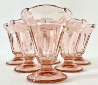 Vintage Collection Ensemble six coupes à dessert en verre rose L